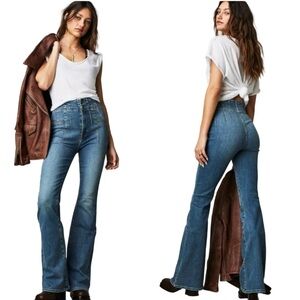 We The Free Blue Flare & Wide Leg Jeans